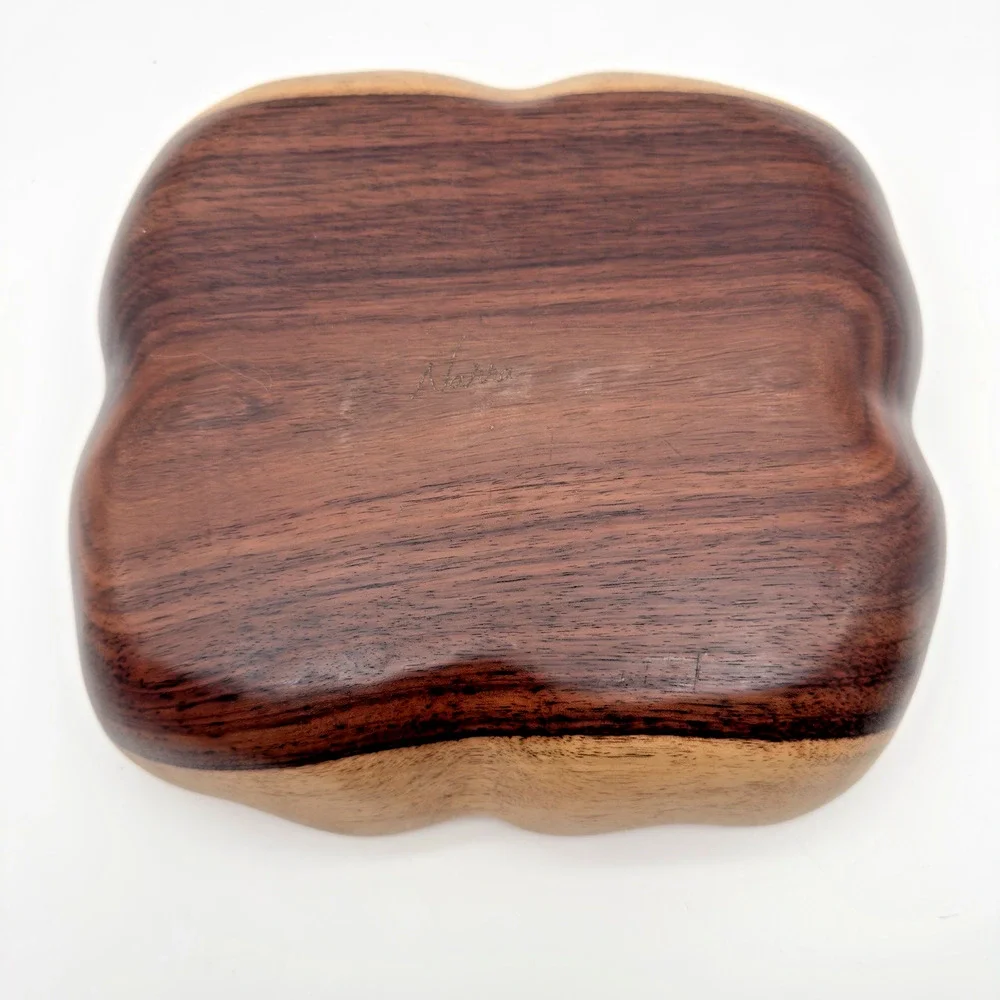 Vintage Mid Century Divided Wood Bowl Tray 4 Section MCM Philippines Tiki